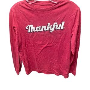 Cat & Jack Red Long Sleeve Red Thankful Shirt XL 14 Thanksgiving Holiday